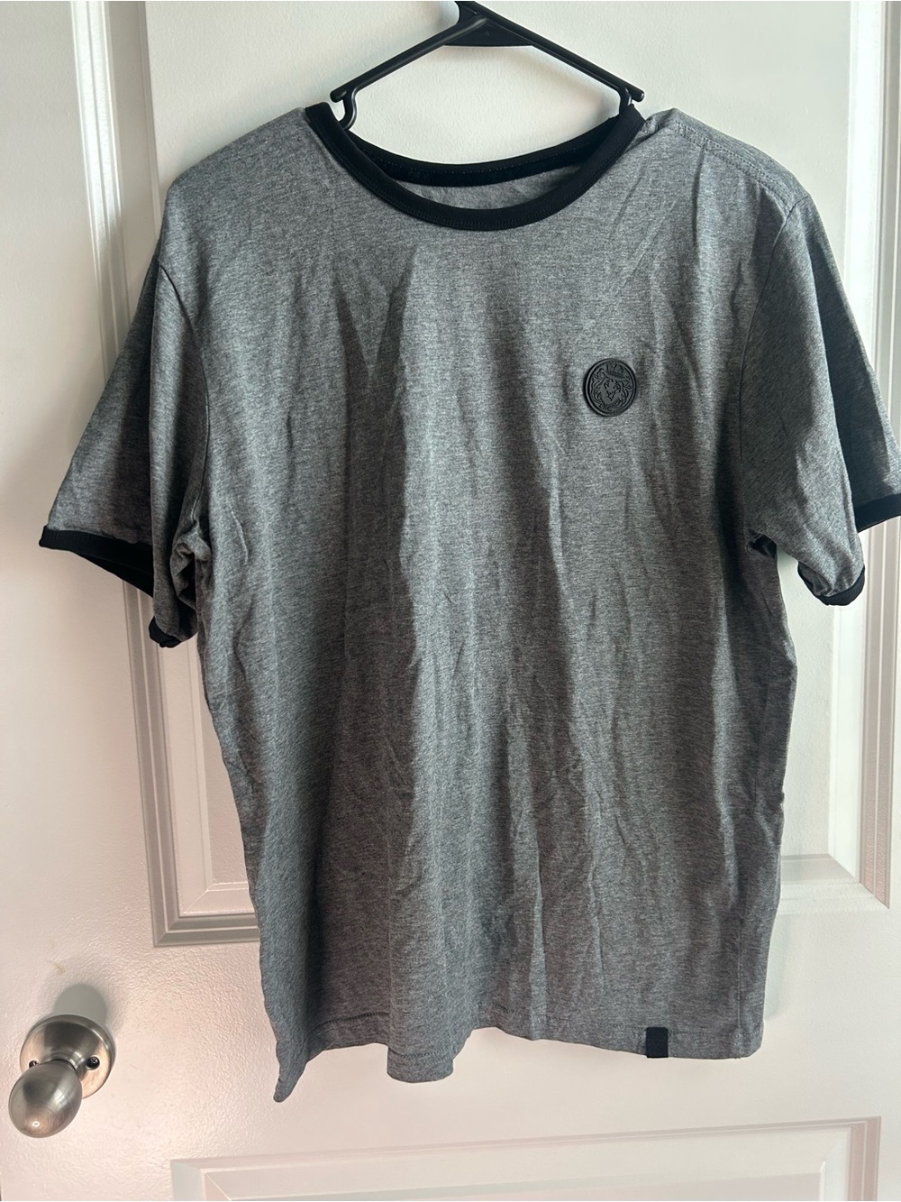 Versace 1969 Italia Gray/Black Ringer Crew Neck Logo Jersey T-Shirt